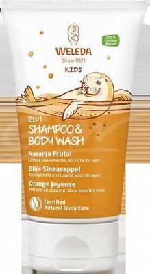 Weleda Kids 2-in-1 shampoo & bodywash blije sinaasappel