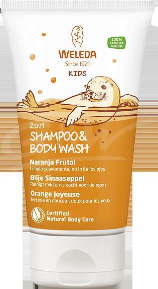 Kids 2-in-1 shampoo & bodywash blije sinaasappel