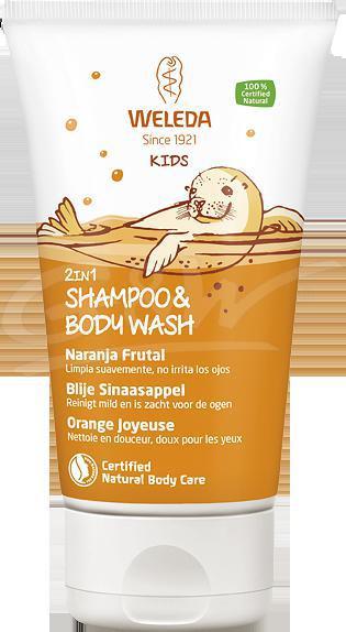 Kids 2-in-1 shampoo & bodywash blije sinaasappel