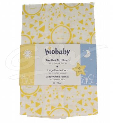 BIO BABY Hydrofiel luier 80x70cm geel/wit BIO BABY Hydrofiel luier 80x70cm geel/wit